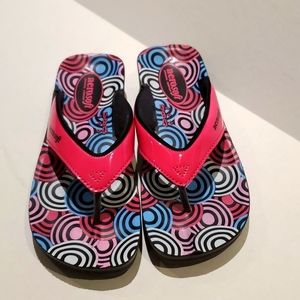 Areosoft, orthotic flops flops, shiny pink, sz 37 = 6.5 - 7M